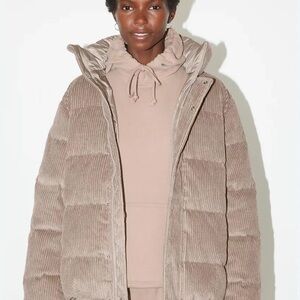 Women's Tan Corduroy Puffer Jacket